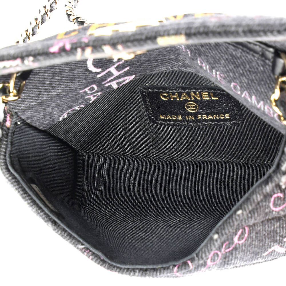 Chanel Denim Mood Flap Clutch with Chain Logo Printed Quilted Fringe Denim - Picture 6 of 6